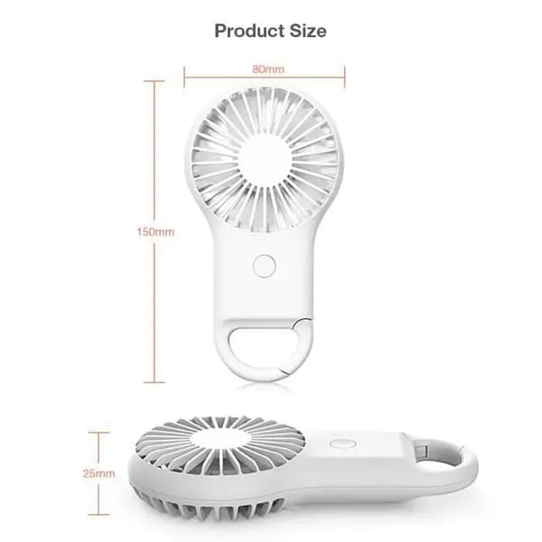Mini bærbar ventilator - 800mAh - 3 hastigheder - Farverigt LED-lys - Genopladelig