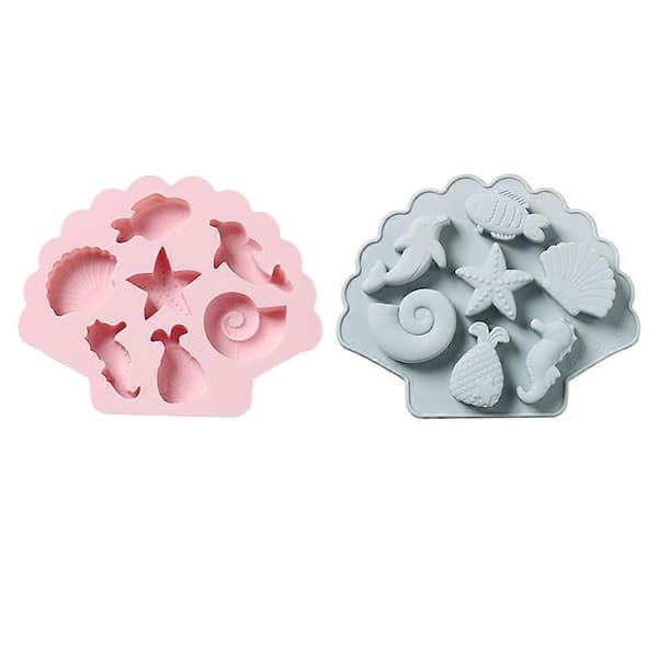 Silikonformar med marint tema för fondant, kakformar, hemmabruk, rosa, 2 st