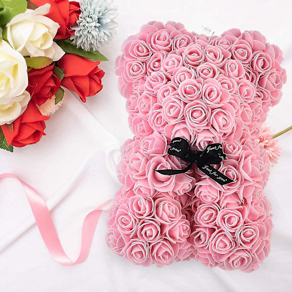 Rosenbjörn - Rosen Nallebjörn På Varje Rosenbjörn - Blomsterbjörn Perfekt För Alla Jubileum - Klar Presentask Ingår! 10 Tum (ljusrosa)  (ZYH)