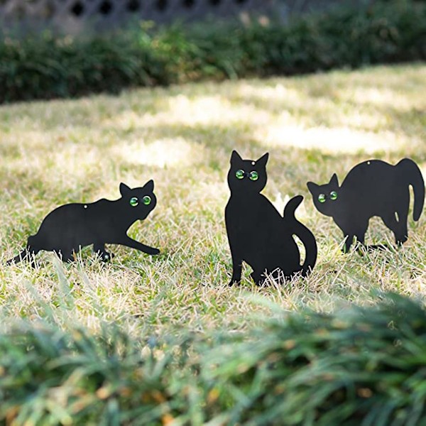 Cat Figure Ground Insert Dekor Set 3 st 2d Naturtrogna kattunge med reflekterande ögon (ZYH)
