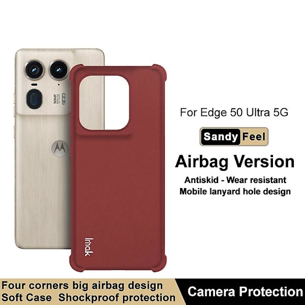 IMAK For Motorola Edge 50 Ultra 5G Fodral Matt TPU Förstärkta Hörn Telefonskal -  (ZYH) Red Motorola Edge 50 Ultra 5G