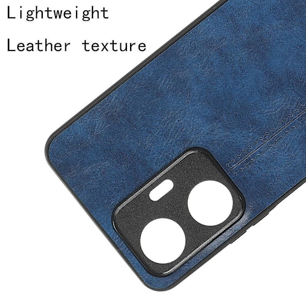 Klädsel i kohudstruktur för Realme C55, PU-läderbelagd TPU+PC-baksida (ZYH) Blue, Blue Realme C55