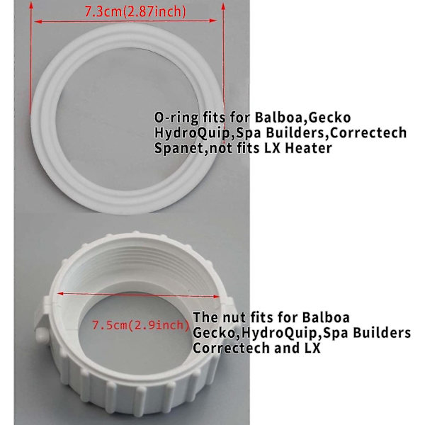 Spa Badkar Värmare Delad Mutter Fackföreningar Med Packning/O-ringar (2 Pack)  (ZYH)
