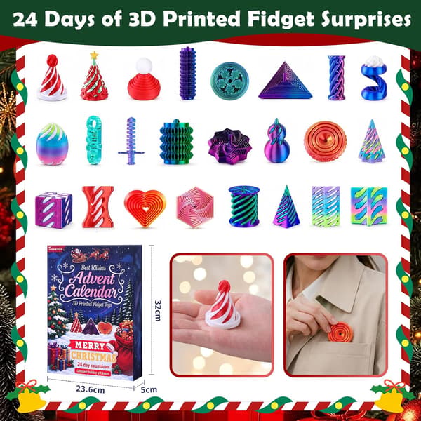 Adventskalender 2026 Jul 24 dagar nedräkning Mini 3D-printad fidgetleksak