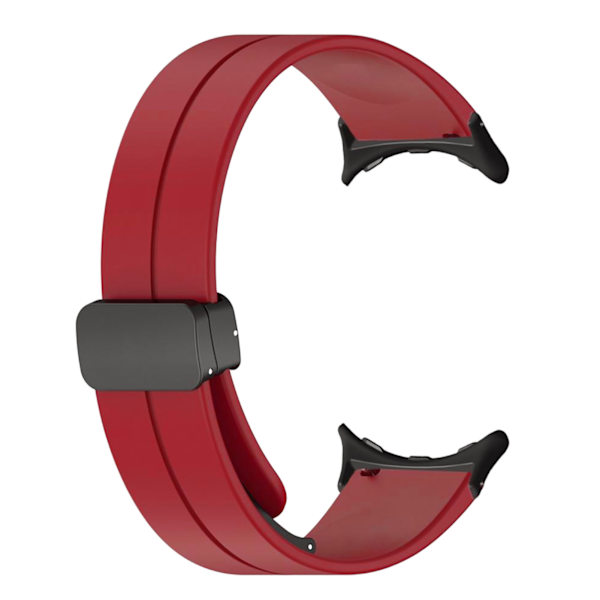 Elastiskt silikonklockarmband med magnetiskt spänne i legeringsmetall, stretchigt armband för Pixel Watch 2, vinrött (ZYH)