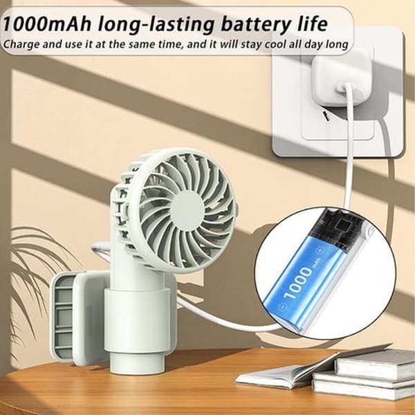 Multifunktionel clip-on ventilator. Hurtig afkøling. Mini bærbar ventilator. Tre hastigheder. Justerbar luftstrøm - hvid.