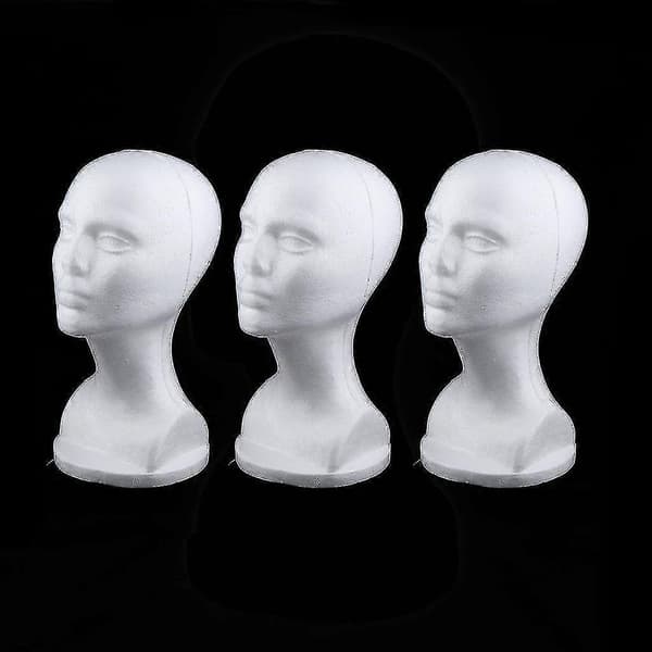 3x Kvinde Skum Mannequin Hoved Til Parykfremstilling Display Stand Hat Holder Hvid