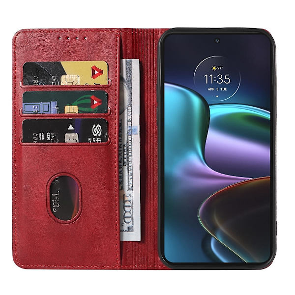 För Motorola Edge 30 Magnetiskt stängning Läder Telefonfodral  (ZYH) Red