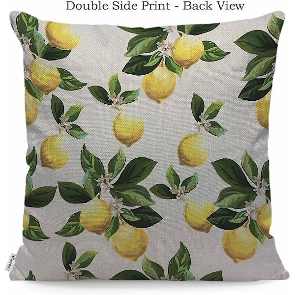 Citroner Cover Gul Citrongröna blad Citrus Dekorativa kuddfodral för soffa, bäddsoffa Case 45X45 Cm -[A10043] (DPD) 45X45CM
