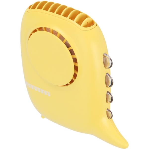 Bærbar USB Genopladelig Halsventilator med 3 Hastigheder - Gul - Mini Personlig Ventilator