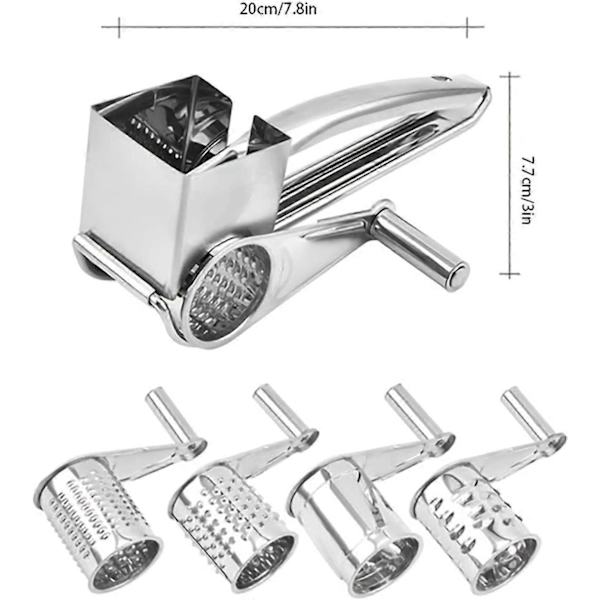 Rostfri Multifunktionell Handdriven Roterbar Rivjärn Hård för Frukt med 4 Utbytbara Blad (zyh)