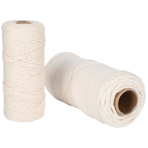 100M 2 st enkeltrådig tvinnad bomullsrep för DIY Macrame och hantverk  (ZYH)