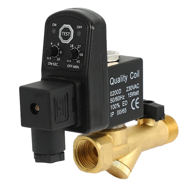 Ac 220v 1/2tums Elektronisk tidsinställd 2-vägs luftkompressor gastank automatisk avtappningsventil (ZYH) Gold  black