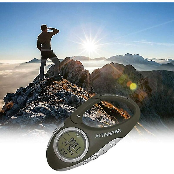Elektronisk höjdmätare med karbinhake och höjdmätare, betterlife ficktermometer för utomhusfiske väderprognos utomhusgadget 1 st (ZYH)