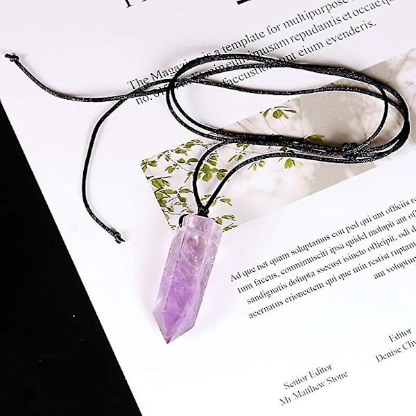 Energistens Halsband Naturlig Lila Kristall Ametist Hexagonal Pelare (ZYH)