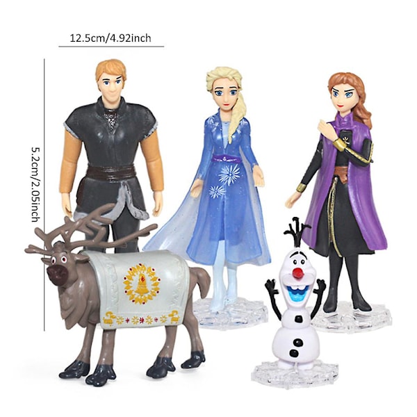 5 st Frozen prinsesstårta toppers Elsa Olaf Anna set prydnadsleksaker Cupcake toppers statyett present (ZYH)