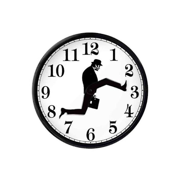 Inspirerad Silly Walk Väggklocka Creative Silent Mute Clock Väggkonst för hemmet (svart vit) 1 st (ZYH)