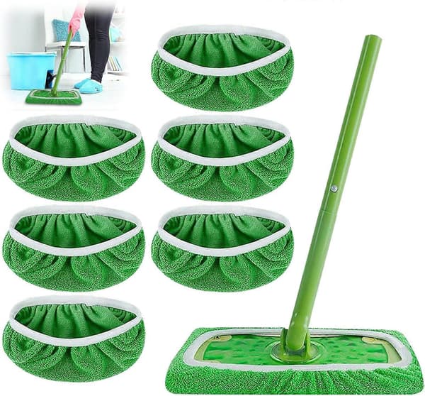 6 stk. genanvendelige mikrofiber moppepuder til Swiffer Sweeper moppe, tørre fejningsklude og våde moppeklude til gulvvask