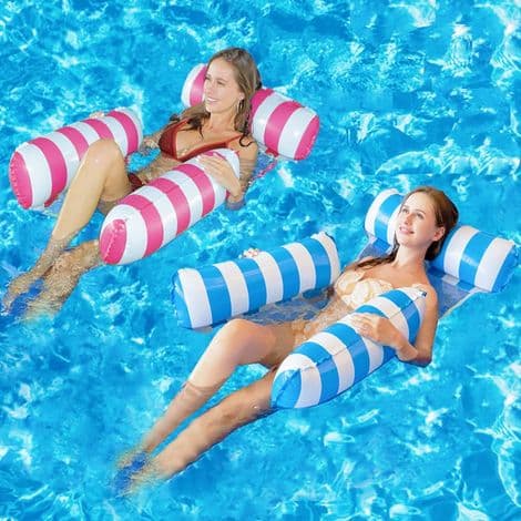 (Blå) Oppustelig Poolstol. Multifunktionel Poolmadras. 4-i-1 Oppustelig Poolmadras og Flyder.