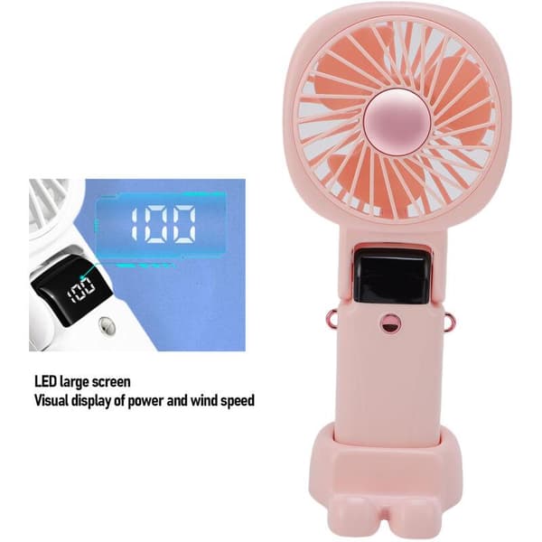 Multifunktionel Bærbar Ventilator til Udendørs Aktiviteter. Indbygget 2400mAh Batteri. Lille ABS Model, Pink