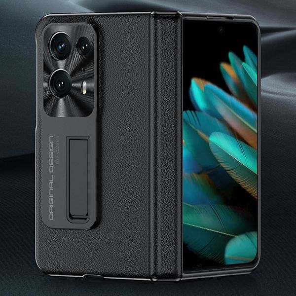 For Oppo Find N2 5G gångjärnsskydd telefonfodral PU läder + PC stativ telefonfodral  (DPD) Black Oppo Find N2 5G