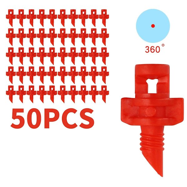 50x 90/180/360 Sprinklersystem Mikro-Tropf-Sprühdüse Gartenbewässerung Fk  (ZYH) Red