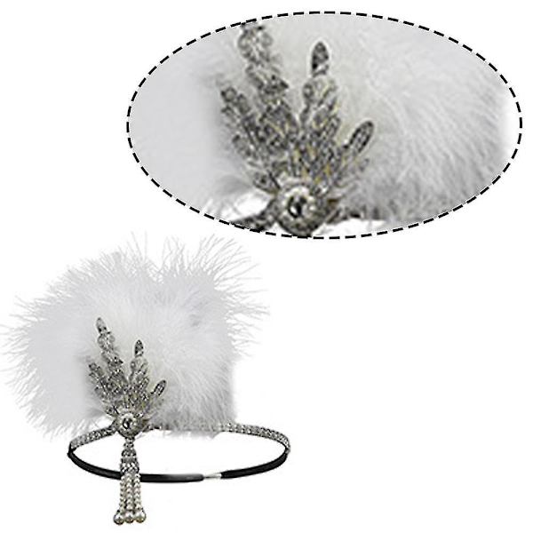 Vinta 1920-tal Ing 20-tal Gatsby-del med 1920-talets flapper Gatsby H-accessoarer  (ZYH) White