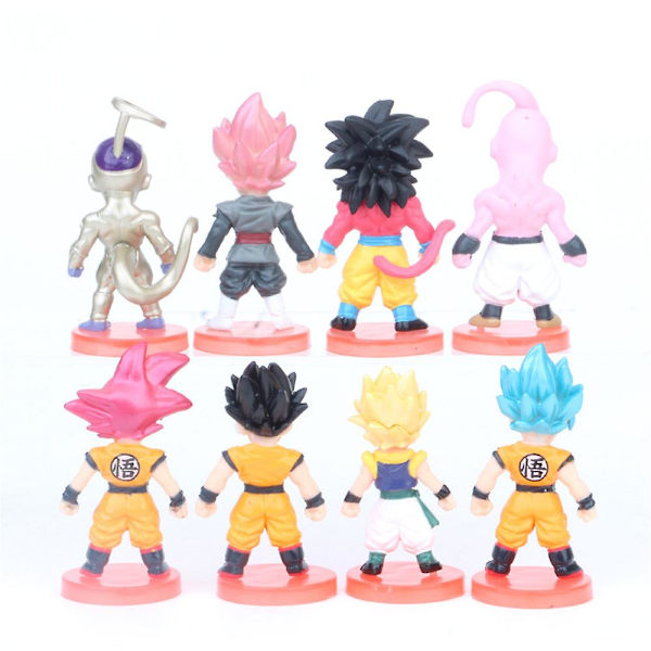 8 st/ set Anime Dragon Ball Z Anime-karaktärer Goku Gohan Figurleksaker Set Fläktar Presenter Heminredning Cake Topper (DPD)