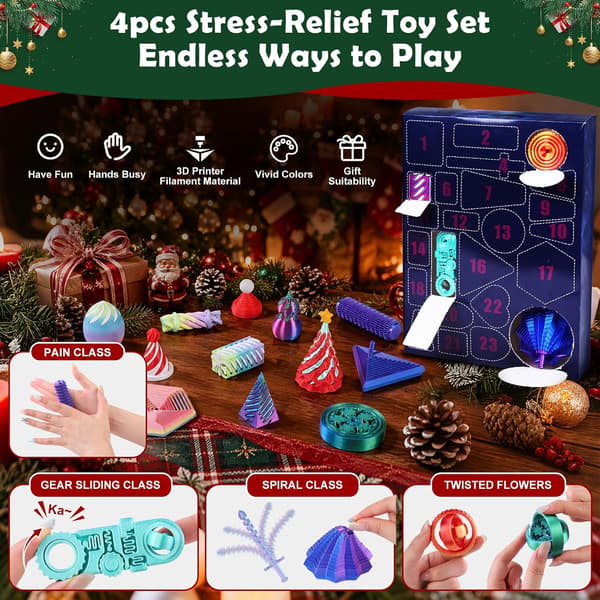 Adventskalender 2026 Jul 24 dagar nedräkning Mini 3D-printad fidgetleksak