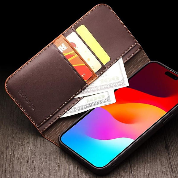 QIALINO Classic Gen2 case för iPhone 15 (DPD) Brown