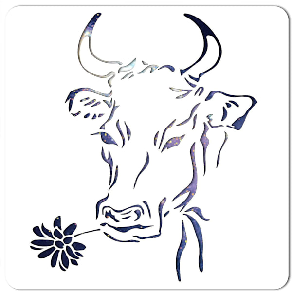 Ko-blomma stencil, återanvändbar stencil för lantgårdsdjur, mallar för målning på trävägg canvas 11,8x11,8 tum DIY bondgård konst hantverk  (ZYH)