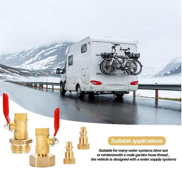 RV Vinterförberedelse Blåsut Adapter Kit, Sprinkler Vinterförberedelse Blåsut Adapter för 1/4 tum Snabbkopplingsplugg 3/4 tum GHT Trädgårdsslang