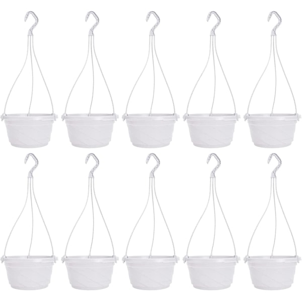 10-pack plast hängande självvattnande trädgårdsblomsterkruka för inomhusväxter utomhus (ZYH) White