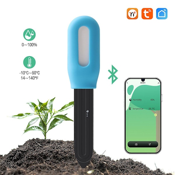 Växtövervakningstestkit Blomvård Smart Plant Smart Sensor Växtdetektor Bluetooth Fuktighetsmonitor Temperatur Nivå Tuya App  (ZYH) A