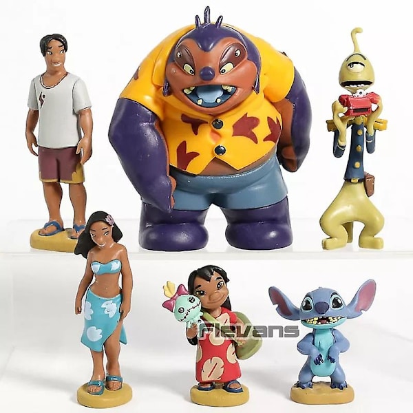 Lilo & Stitch Lilo Nani David Jumba Pleakley PVC-figurer Leksaker för barn Samling Födelsedagspresenter 6 st/set  (ZYH) bag