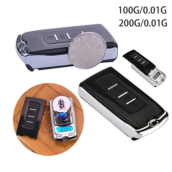 Mini bärbar gramvåg 200g/0.01g Mini digital fickvåg Bilnyckelform Elektronisk våg Med  (ZYH) B