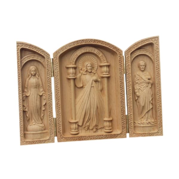 Triptykon Statue Håndværk Ornament Religiøs Statue til Have Skab Kontor