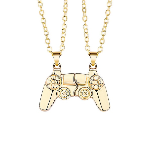 Magnetiskt spelkontrollhalsband Par Gamepad Hänge Kedja Present till Alla hjärtans dag  (ZYH) Gold