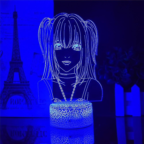 Shen Misa Amane 3d Illusion Led-ljus Misamisa Anime Figur Nattljus Kreativ Söt Flicka Sovrum Rgb Skrivbordslampa Semesterfirande (lava Base) (ZYH)