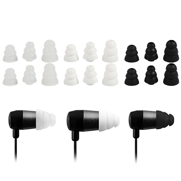 Ersättning Triple Flange Öronproppar Öronproppar Silikonkuddar För In Ear Hörlurar  (ZYH) White