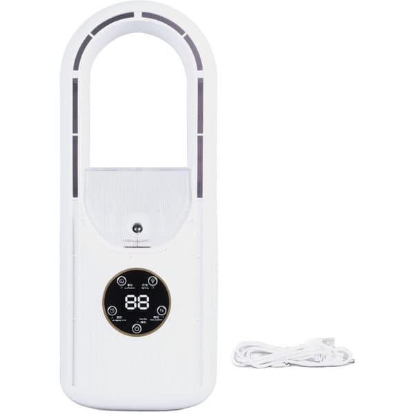 Bladeless fläkt. 6 hastigheter. Tyst USB-bordsfläkt med dimfunktion och timer, vit.