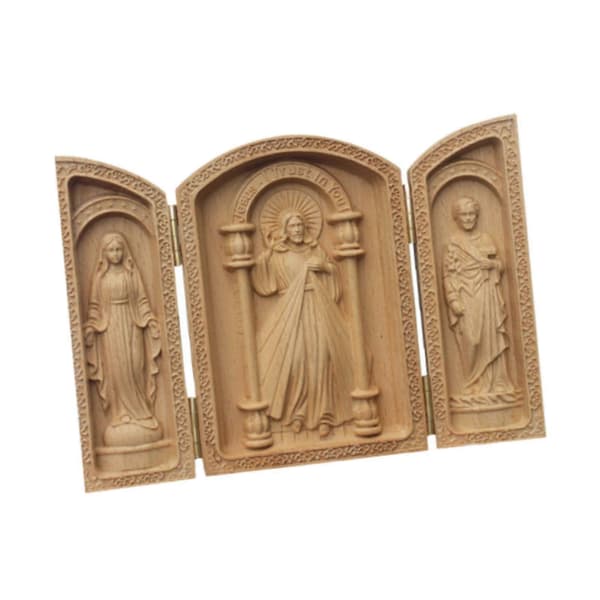 Triptykon Statue Håndværk Ornament Religiøs Statue til Have Skab Kontor