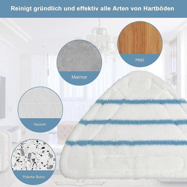 4-pakning H20 dampmopp erstatningsputer, trekantet for SUPOR & Ariete