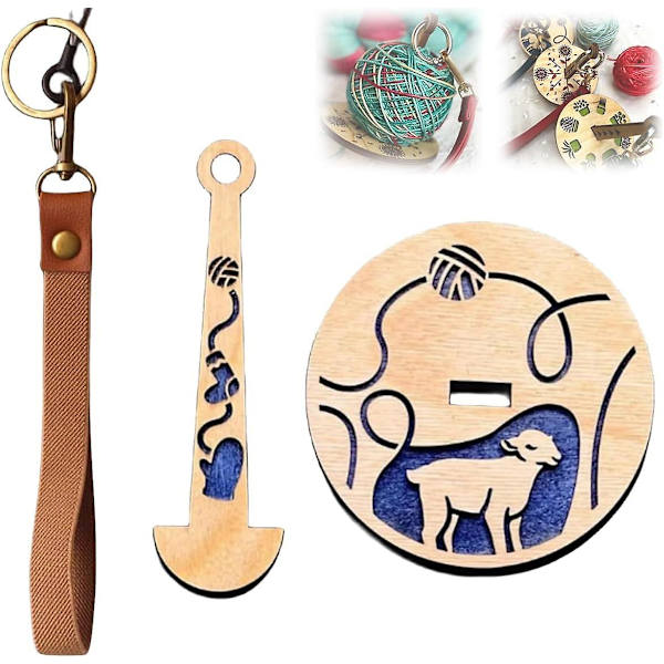 Bärbar handledsgarn hållare, trä snurrande mekanism snurrande nålar för stickning virkning, garn spolar & tråd rack arrangör (ZYH) Blue