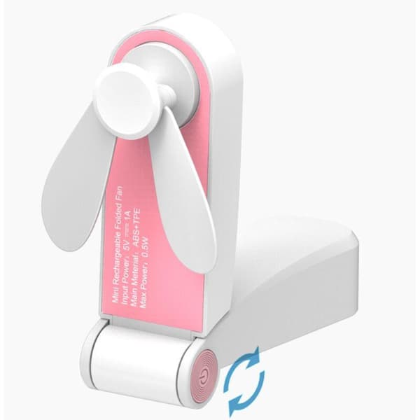 Mini sammenklappelig bordventilator. Lille USB genopladelig bordventilator. Mini og let personlig ventilator.