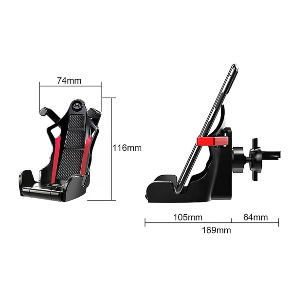 Cool Racing Seats Telefonhållare för Bil Luftventiler Anti-Shake Steady Telefonhållare för Bil  (ZYH) Black Red
