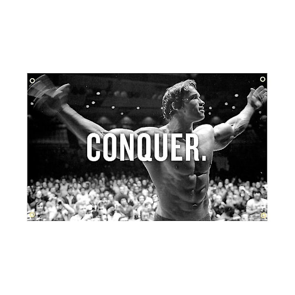 3x5fts 90x150cm Arnold Schwarzenegger Conquer Gym Flag Any Size Motivation Body Building Wall Hanging Decoration Tapestry  (DPD)