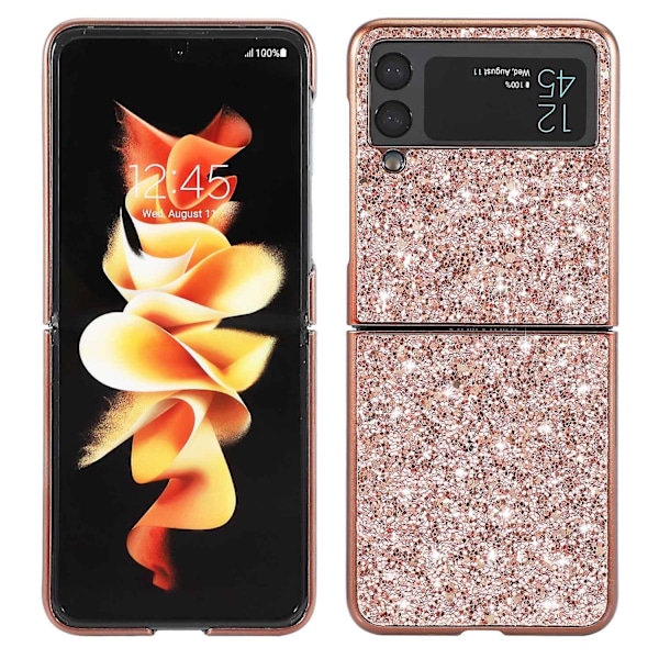 För Samsung Galaxy Z Flip4 5G Glitter Sparkling Case Galvaniserad TPU Frame Protective Cover (DPD) Pink gold Samsung Galaxy Z Flip4 5G