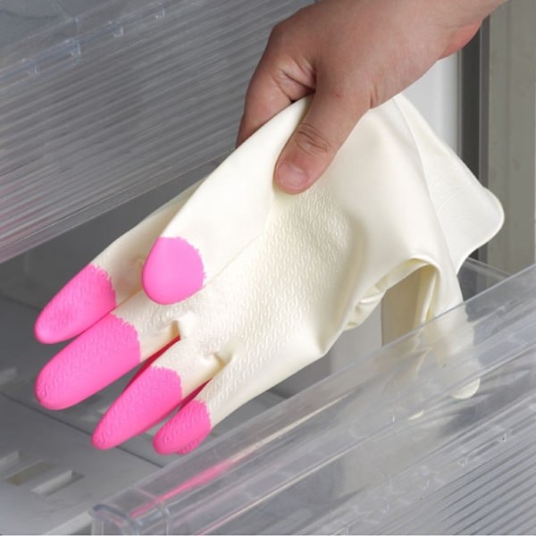 PVC Hushållshandskar Rengöring Anti Slip Multifunktionella Ergonomiska Vattentäta Diskhandskar Rosa (ZYH)