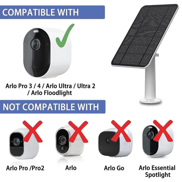 Solcellepanel for Arlo Ultra/ultra 2/pro 3/pro 4/pro 3 Floodlight/go 2 4w